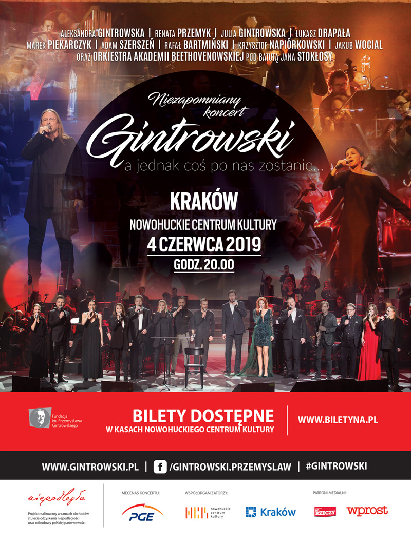 Plakat koncertu - „Gintrowski - a jednak coś po nas zostanie” - Kraków