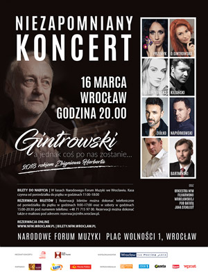 Plakat koncertu - „Gintrowski - a jednak coś po nas zostanie” - Gdańsk